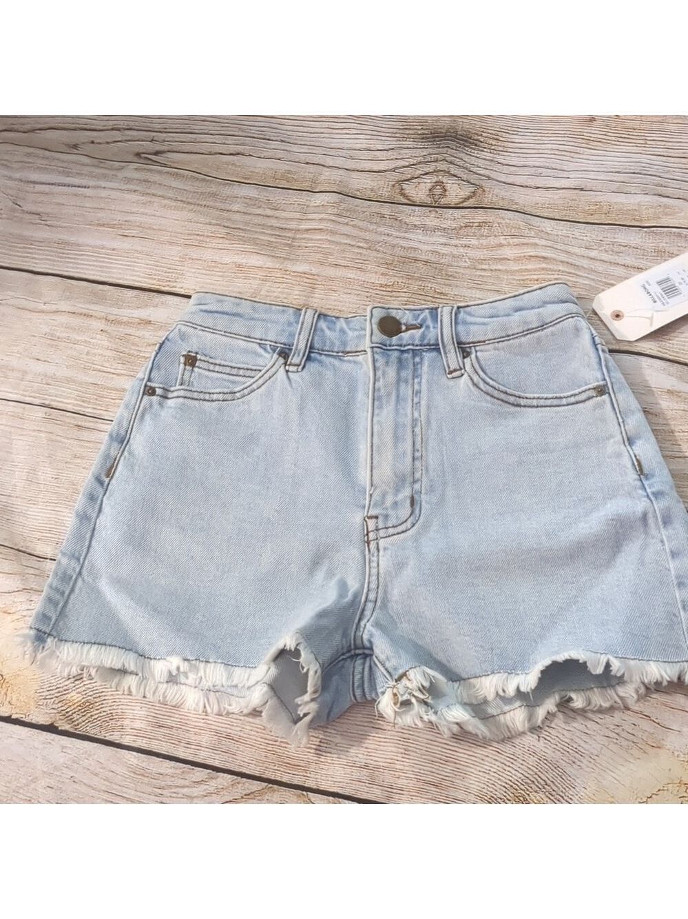Billabong so cheeky fring denim shorts size 25